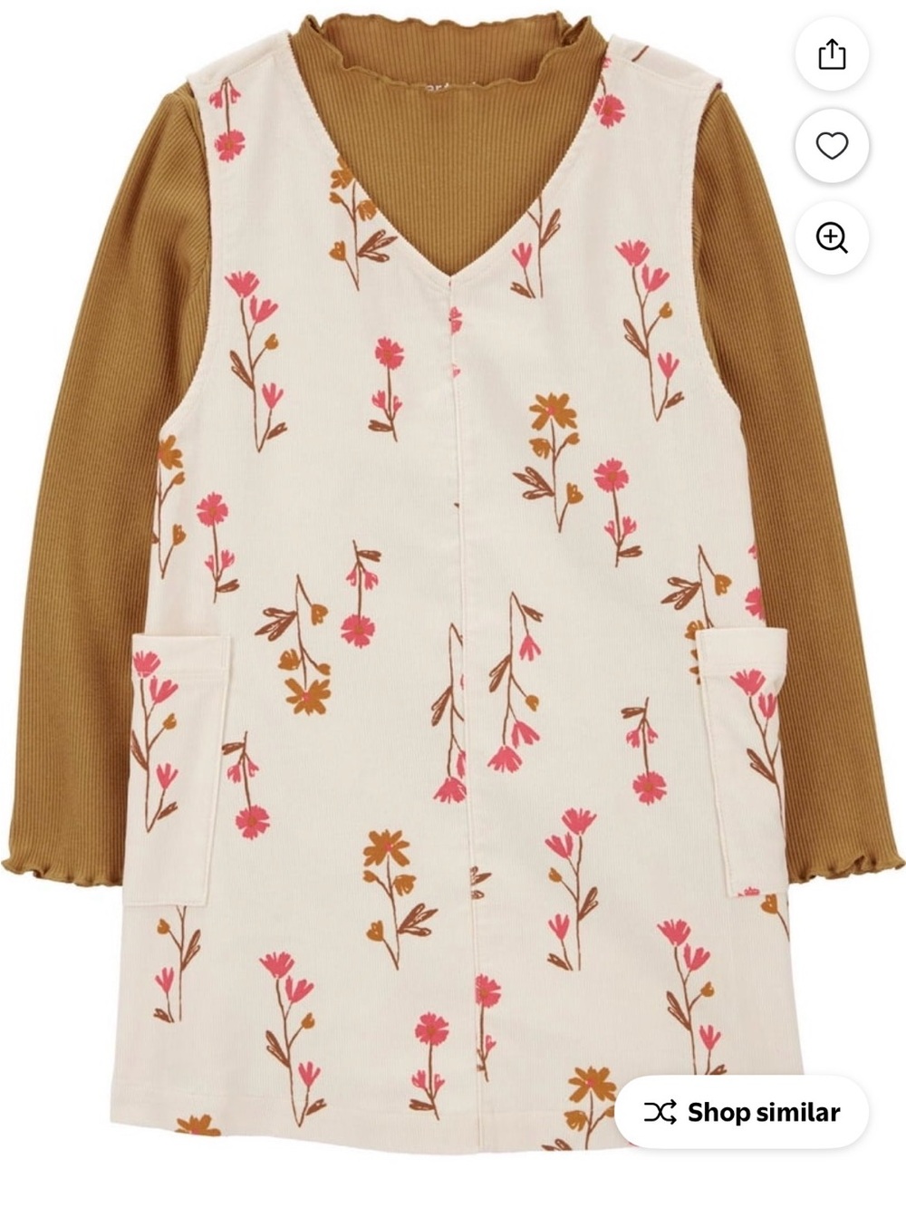 Carter’s 2T Floral Jumper Dress & Ribbed Long Sleeve Top Set